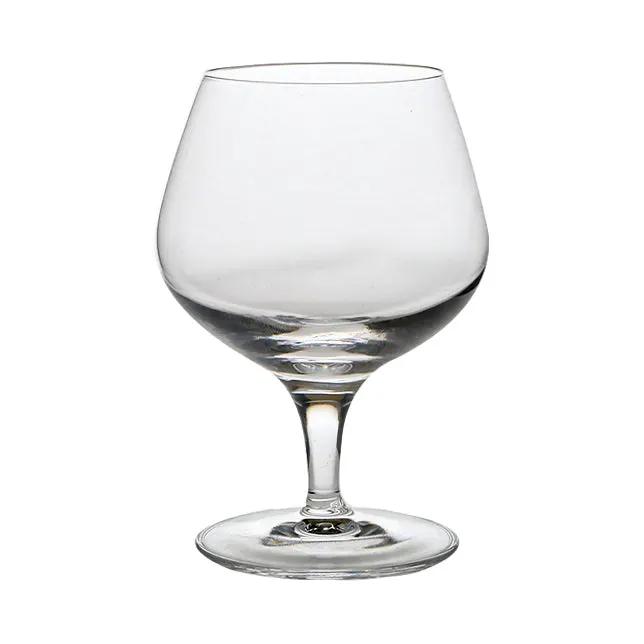 Set of six Luigi Bormioli whisky tumblers, 230ml brandy glasses with clear glass and elegant design.
