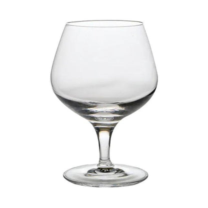 Set of six Luigi Bormioli whisky tumblers, 230ml brandy glasses with clear glass and elegant design.