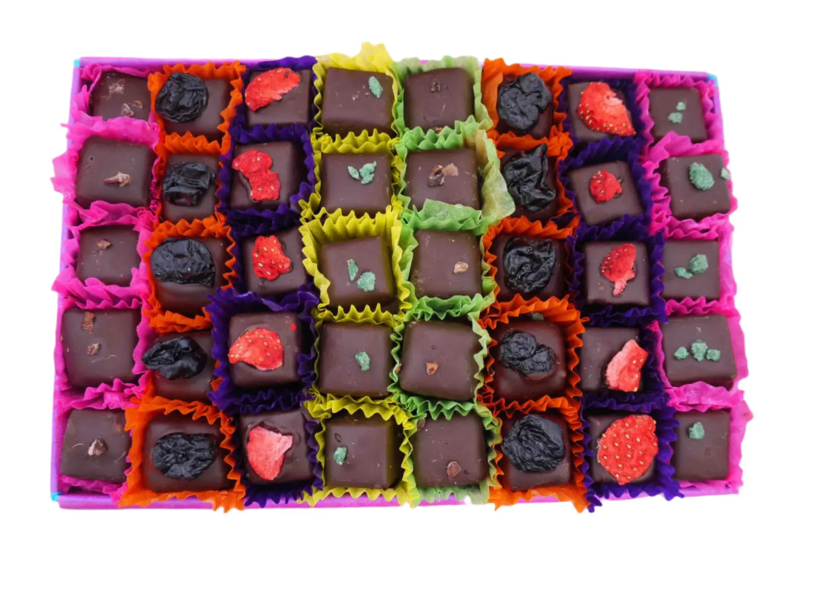 Gorvett & Stone dark chocolate selection box with assorted rich chocolates in a sleek gift box.