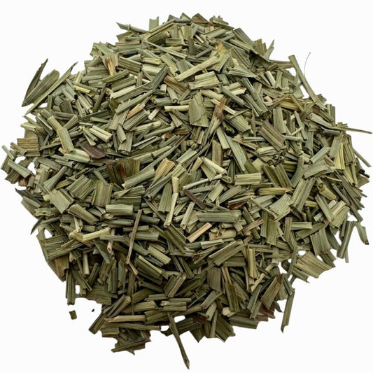 Loose leaf lemongrass tea from Porter Hill Tea Company, showcasing fresh, dried lemongrass herbs in a natural herbal tea blend.