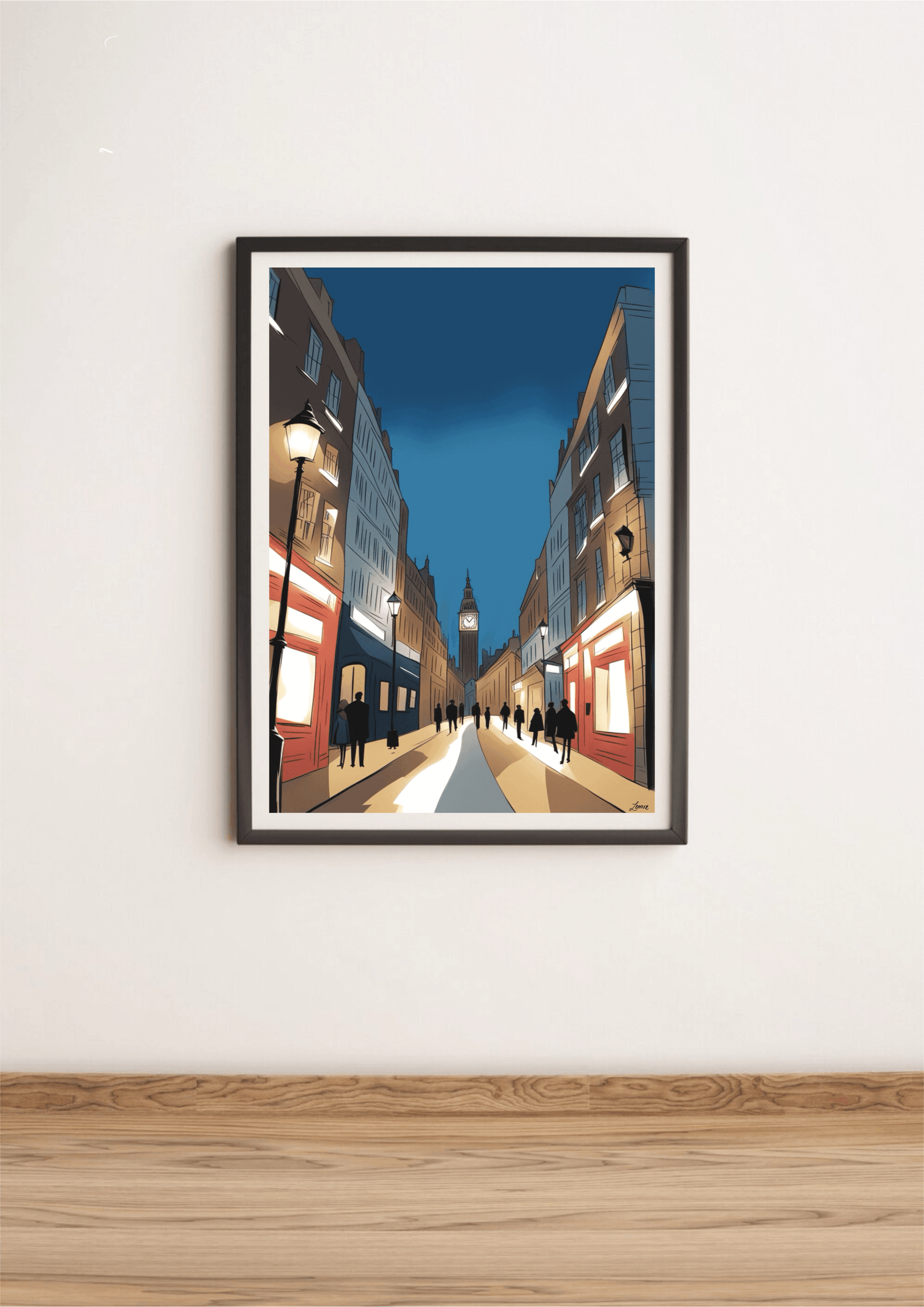 London Night Skyline print by KEOLIX featuring a detailed view of London's illuminated cityscape at night.