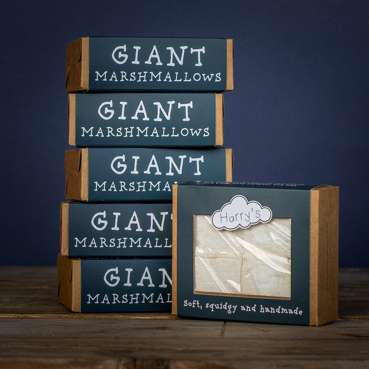 Square marshmallow from Harry's Hot Chocolate giant marshmallow collection, soft and fluffy with a smooth white surface.