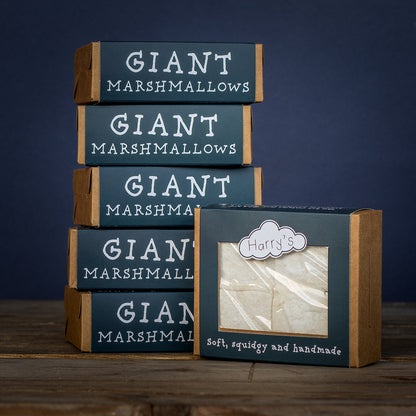 Square marshmallow from Harry's Hot Chocolate giant marshmallow collection, soft and fluffy with a smooth white surface.