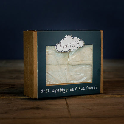 Square Harry's Hot Chocolate giant marshmallow, soft and fluffy, perfect for hot chocolate toppings or snacking.