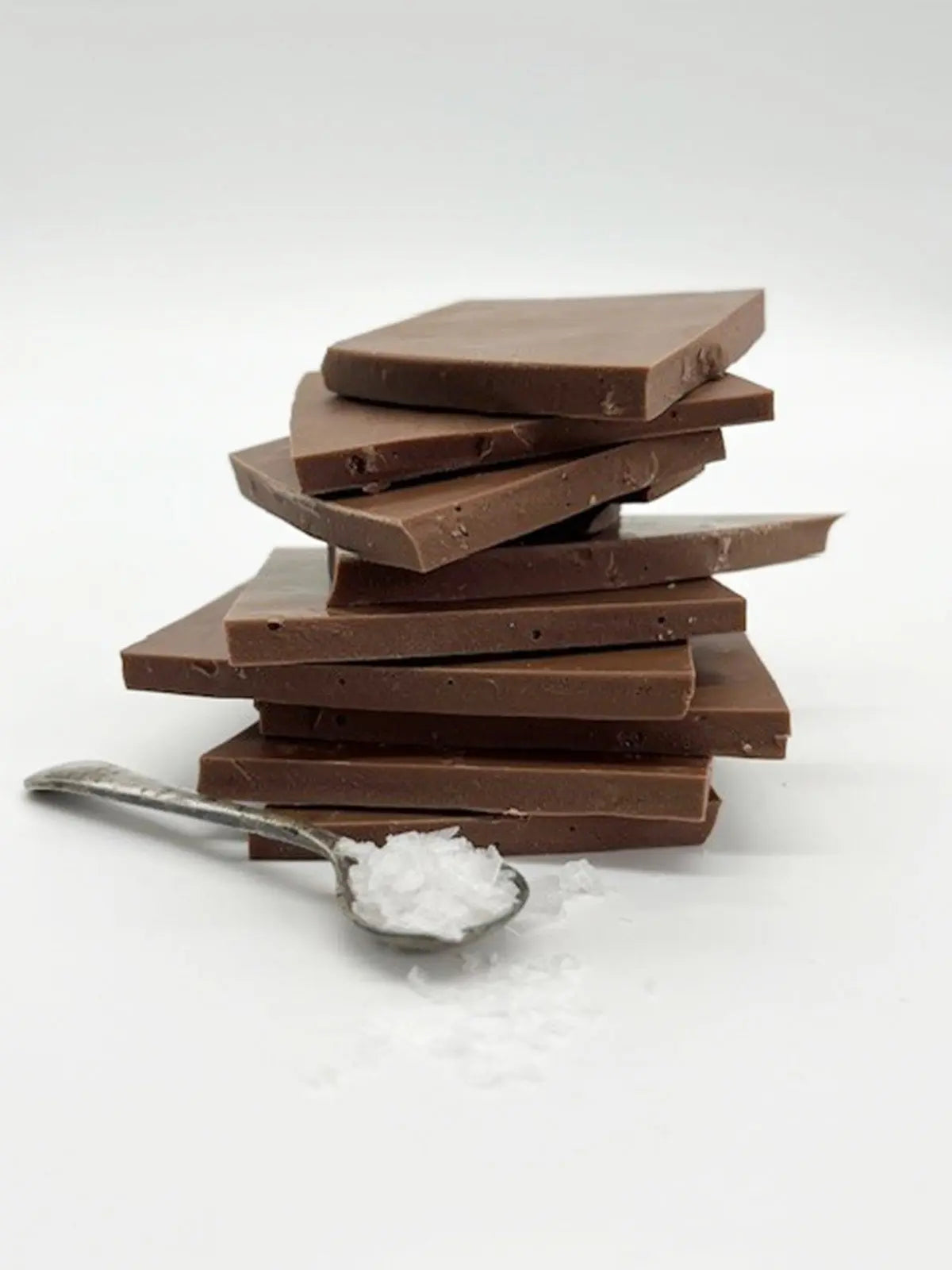 Gorvett & Stone milk chocolate sea salt shards, crispy chocolate shards topped with sea salt crystals for a sweet and salty treat.