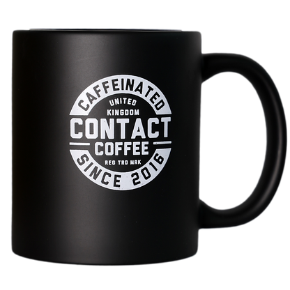 Contact Coffee Co mug from the Sortie Bundle, featuring a stylish coffee gear design on a ceramic mug.