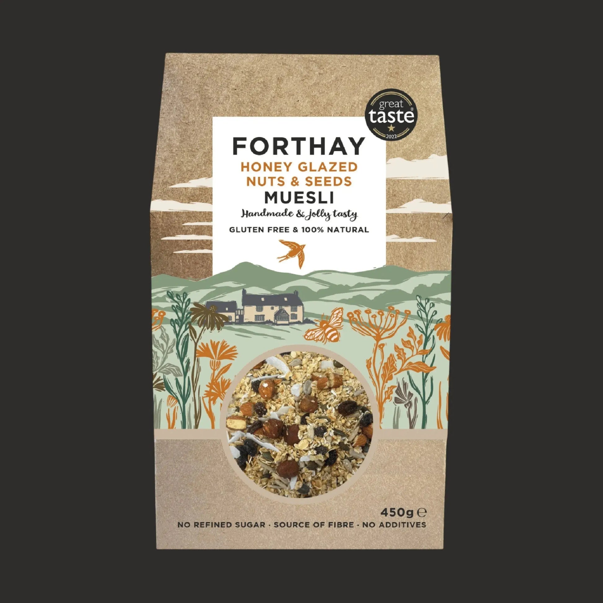 ArtisanBox Selection Forthay Granola Luxury Muesli with honey, nuts, and seeds in a 450g package, featuring crunchy nuts and mixed seeds