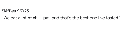 a review about Original Chilli chilli jam.