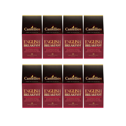 Camellios English Breakfast tea and infusions in a box, featuring a variety of tea bags for a hearty breakfast brew.