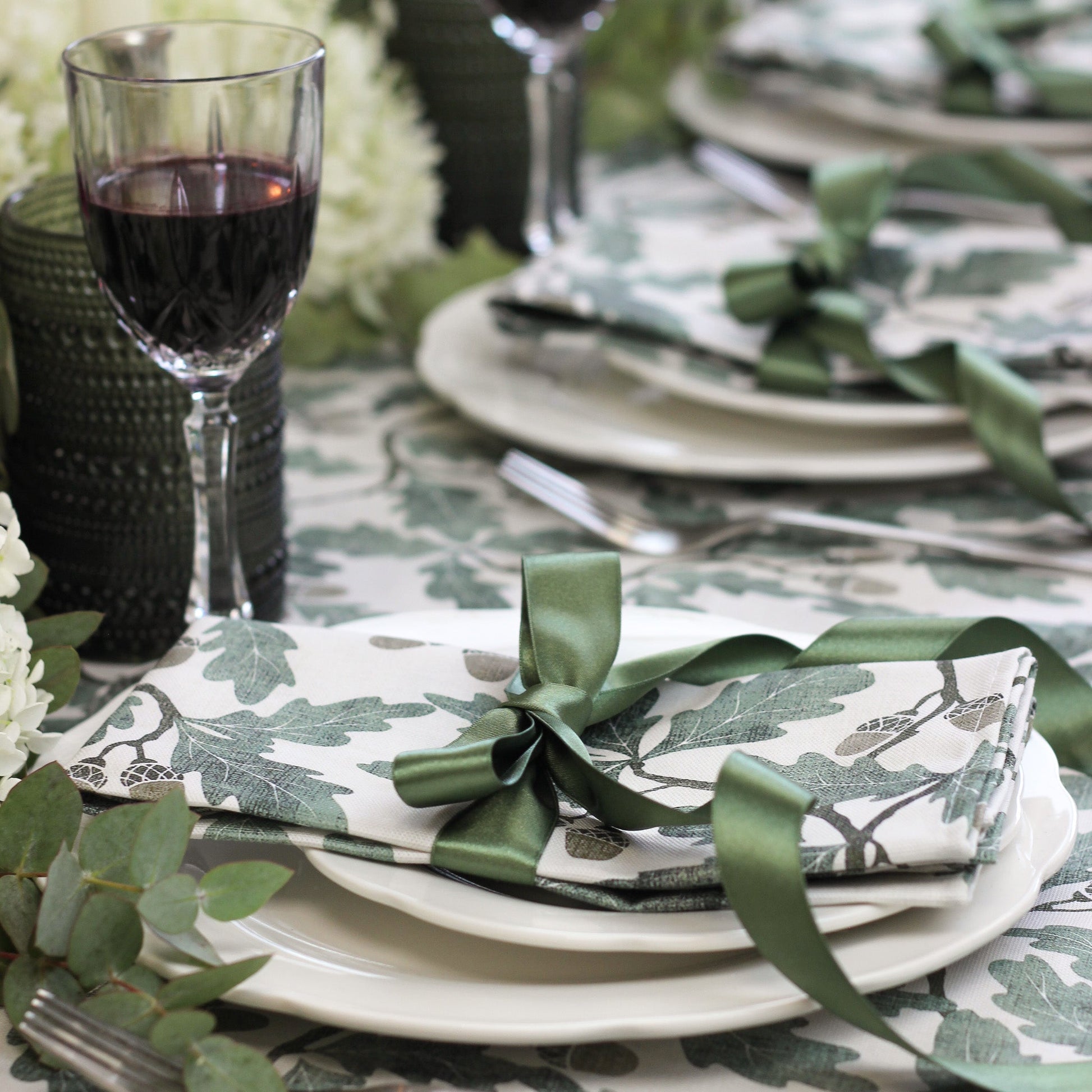 Elegant English Oak Tablecloth by Avalon Home UK with detailed oak leaf pattern on a fine fabric surface.