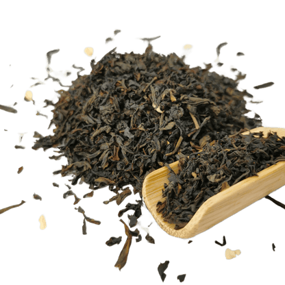 Orange Jasmine Oolong tea from Porter Hill Tea Company, showing a steaming cup of aromatic, amber-colored oolong tea with orange and jasmine notes.