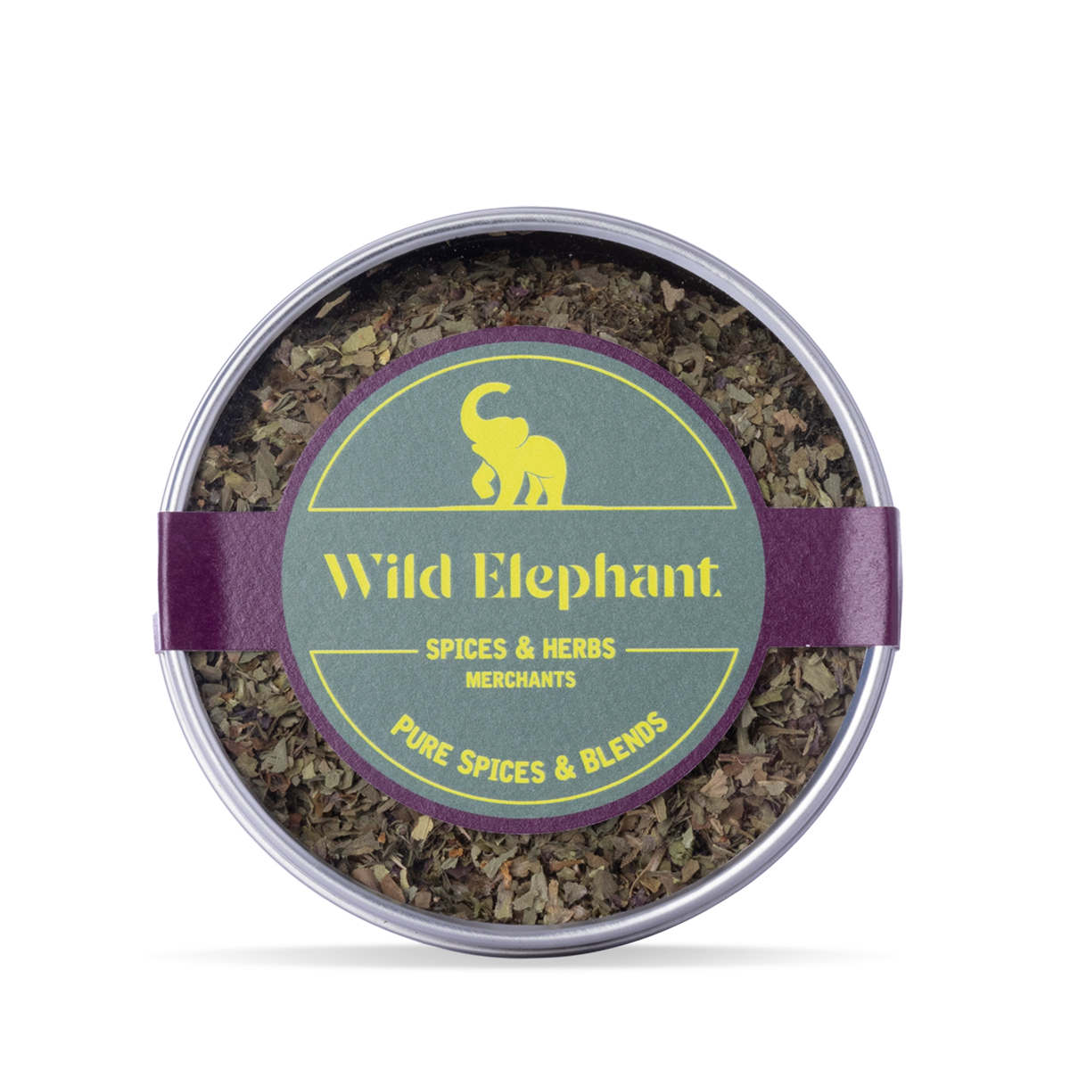 Organic dried basil from Wild Elephant, 75g, fresh herbs and spices, in a clear package with basil leaves visible inside.