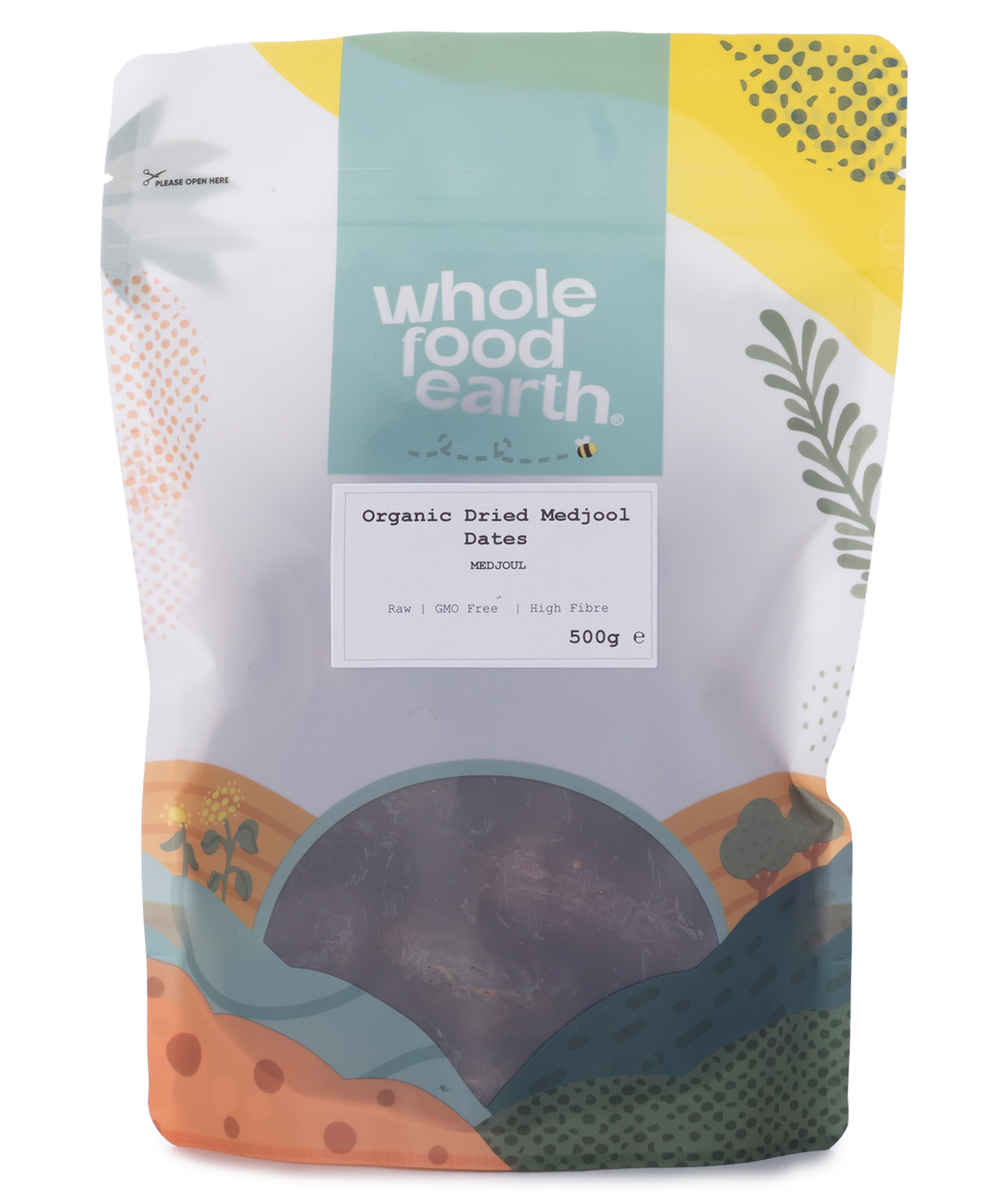 Organic dried Medjool dates from Whole Food Earth, showcasing plump, glossy, and naturally sweet dried fruit.