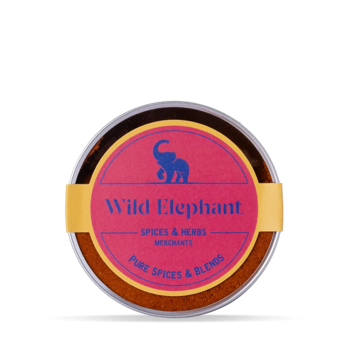 Organic paprika powder from Wild Elephant, 100g, in a jar, showcasing vibrant red spice used for cooking and seasoning.