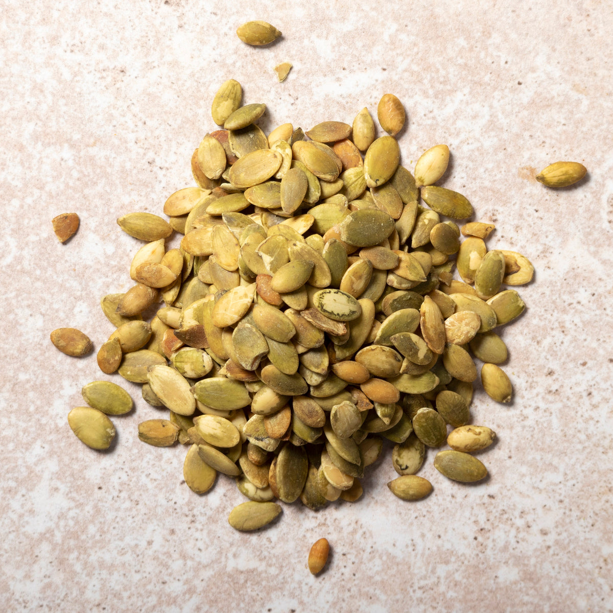 Organic roasted pumpkin seeds from Whole Food Earth, showing a close-up of crunchy, golden seeds in a bowl.