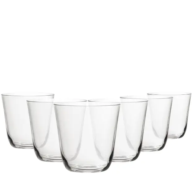 Set of six Glassware UK Savage 260ml whisky tumblers with clear glass, ideal for enjoying water or spirits.