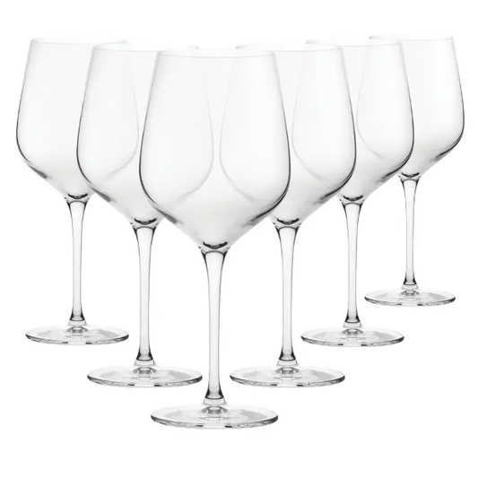 Set of six Glassware UK Refine White Wine Glasses, 320ml, clear glass with elegant shape for white wine serving.