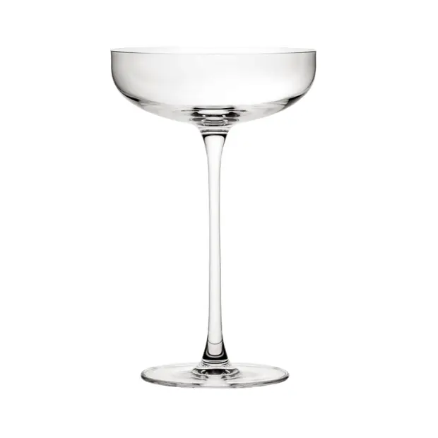 Set of six Glassware UK Savage Coupe cocktail glasses, 220ml capacity, clear glass with elegant curved bowl and sturdy base.