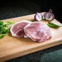 Smoked Primrose Herd Gammon Steaks, pork steaks with a smoky appearance, ready for cooking or serving.