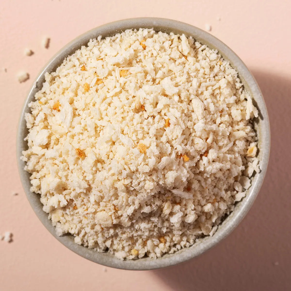 Crumbs of Whole Food Earth Panko Breadcrumbs, light and crispy Japanese-style cooking and baking ingredient.
