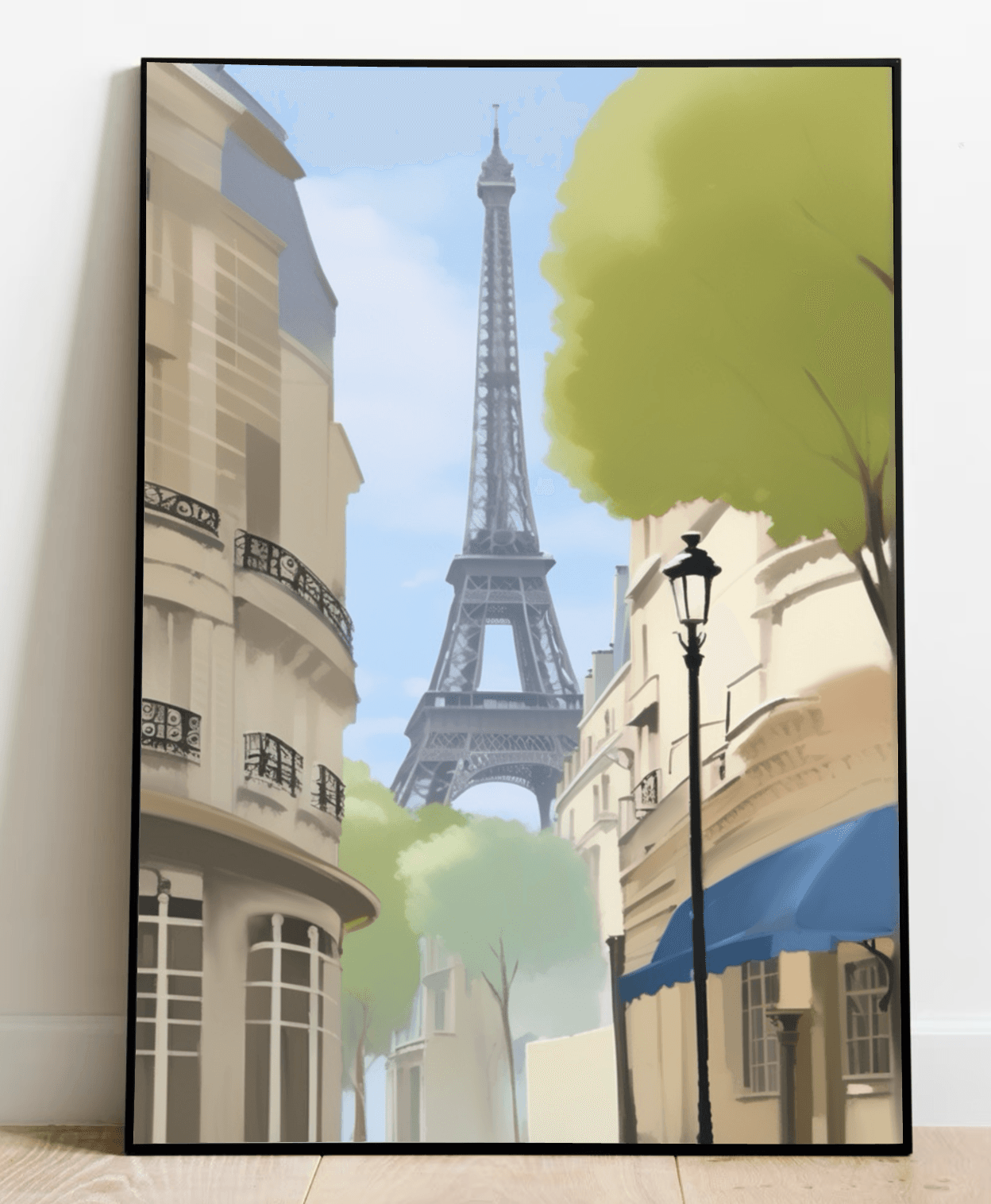 Paris Eiffel Tower print by KEOLIX featuring a detailed cityscape artwork of Paris with the iconic Eiffel Tower.