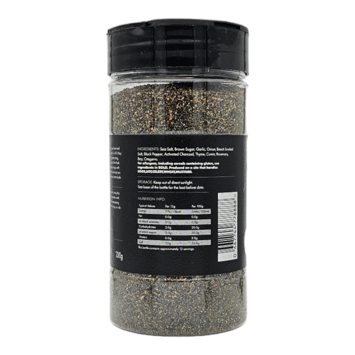 FireFly Barbecue Black Magic Charcoal Beef Rub in a jar, seasoned with a dark, smoky blend perfect for barbecue grilling.