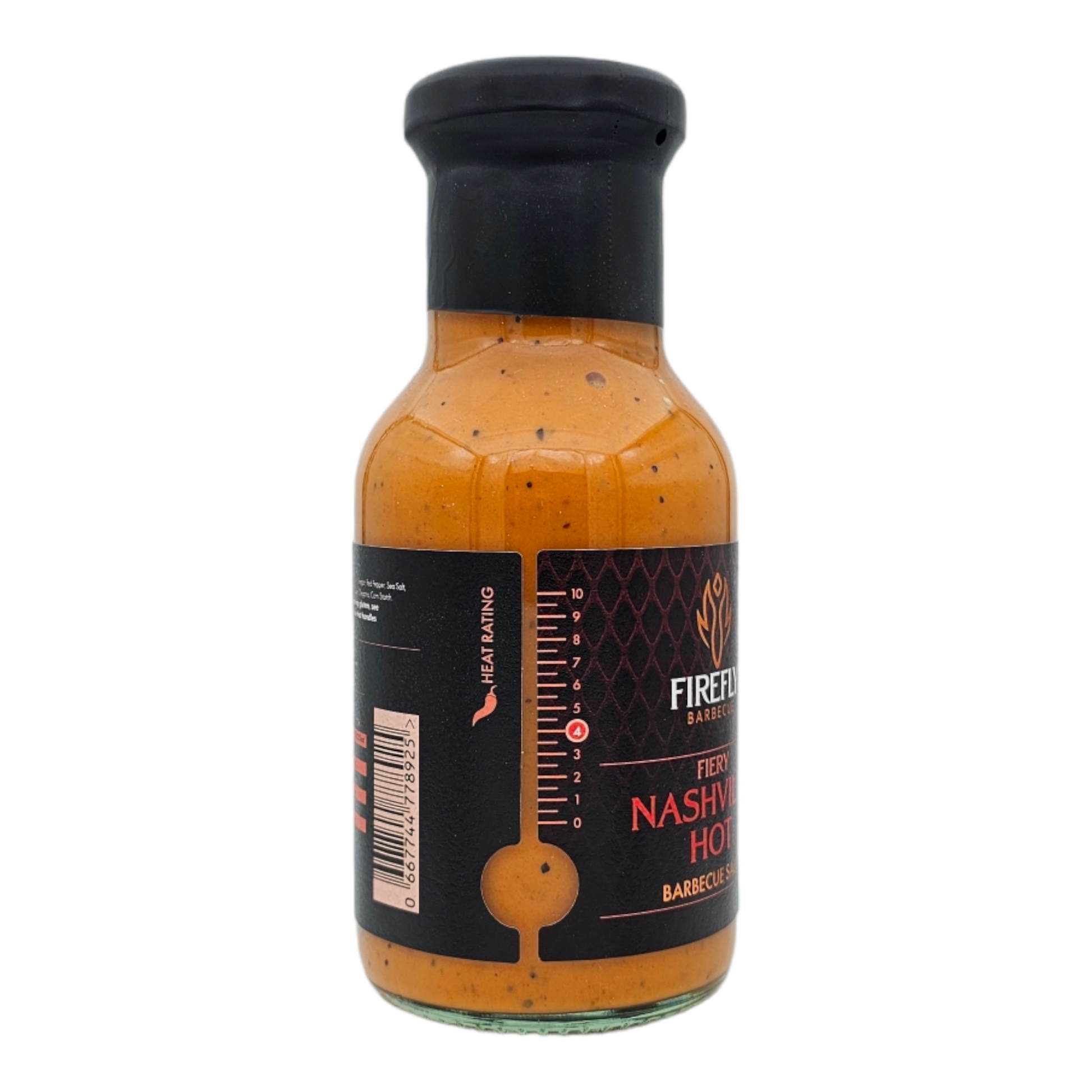 FireFly Barbecue Nashville Hot Sauce bottle, spicy BBQ sauce with vibrant red label and fiery design, ready for grilling or dipping