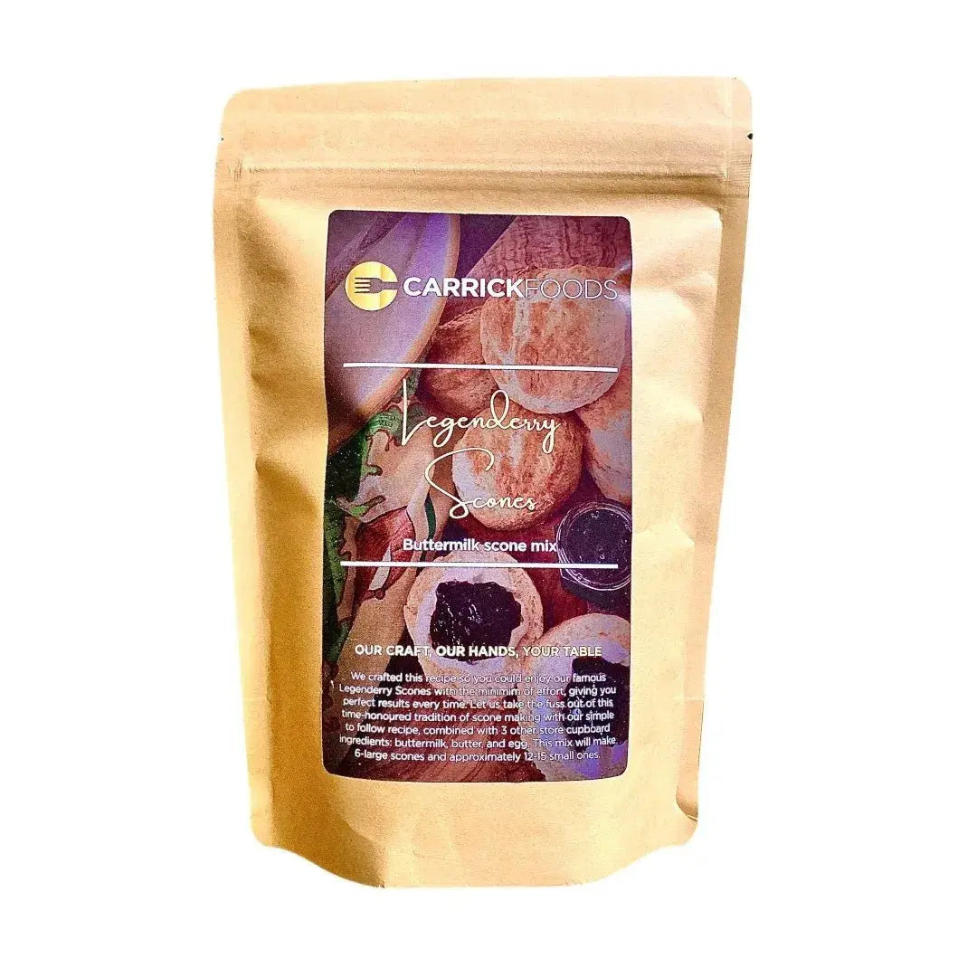 Carrick Foods Legenderry Scones Mix in 275g package, ready to make delicious scones, part of bread and scone mixes collection.