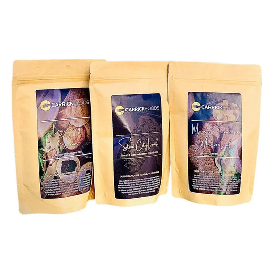 Carrick Foods premium bread and scone mix selection featuring various baking mixes in colorful packaging.