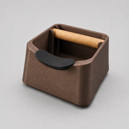 KNOCDIC® Pod 3-in-1 espresso knock box with portafilter stand and oak wood knock bar, galaxy brown coffee accessory
