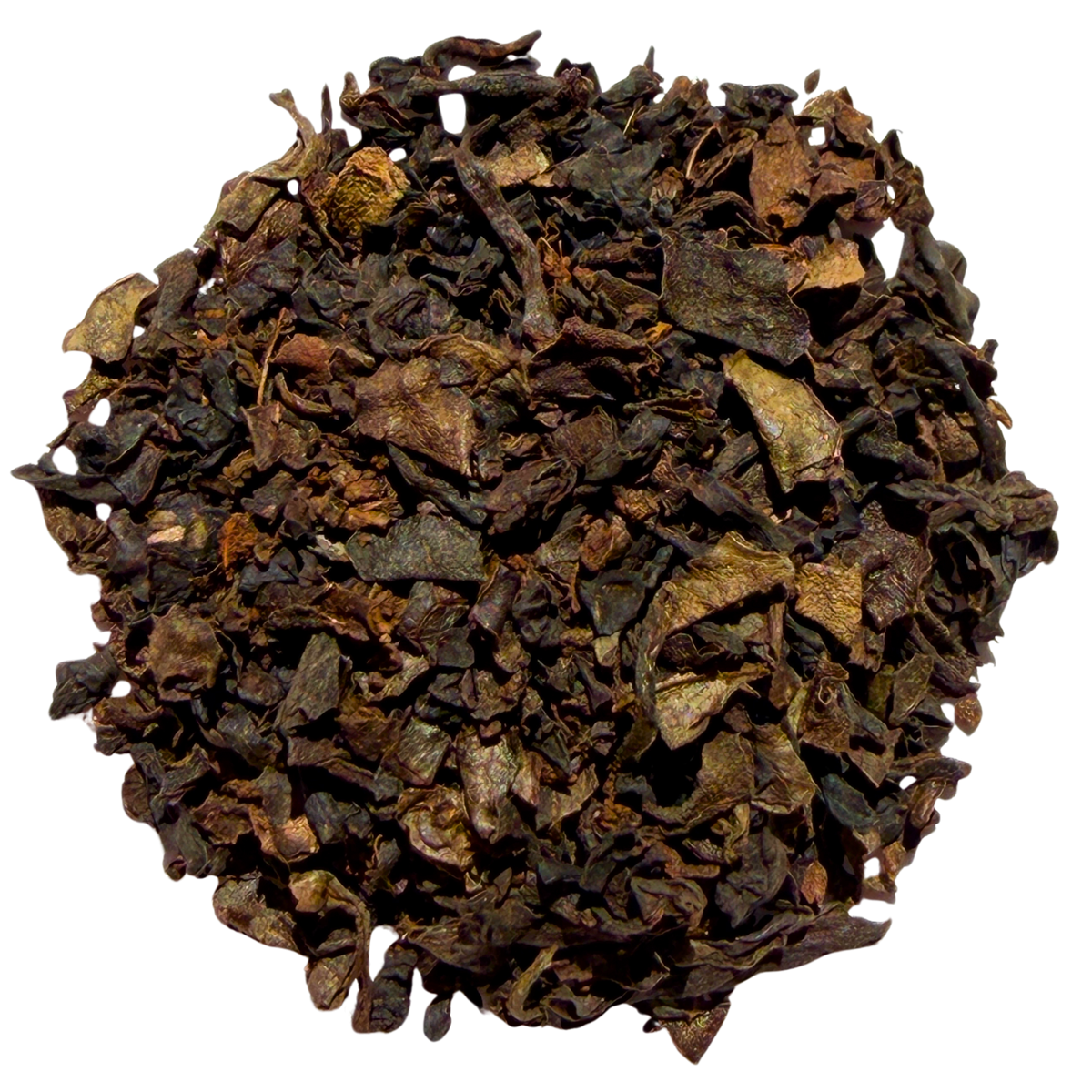 Loose leaf decaf English Breakfast black tea by Porter Hill Tea Company, showcasing dark tea leaves in a natural presentation.