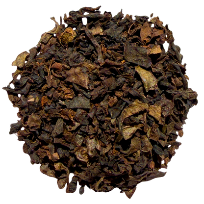 Loose leaf decaf English Breakfast black tea by Porter Hill Tea Company, showcasing dark tea leaves in a natural presentation.