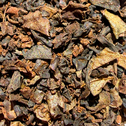 Loose leaf decaf English Breakfast black tea from Porter Hill Tea Company, showcasing rich, dark tea leaves.