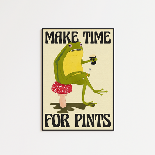 Print of "Make Time For Pints" artwork on high-quality FSC-certified archival matte paper by Glassware UK.