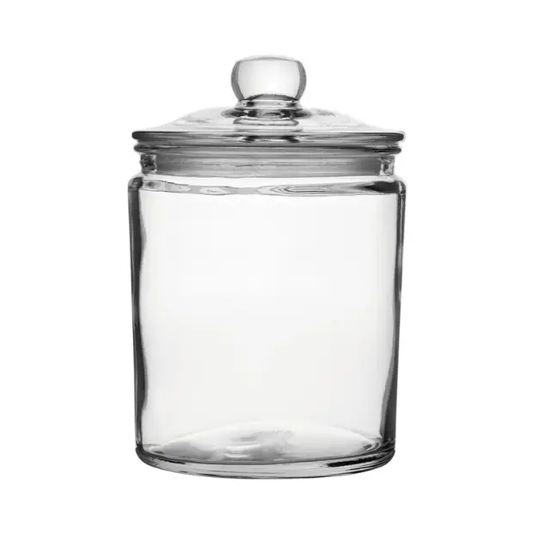 Glassware UK biscotti glass jar, 1.9L container with a clear lid, ideal for storing baked goods and kitchen essentials.