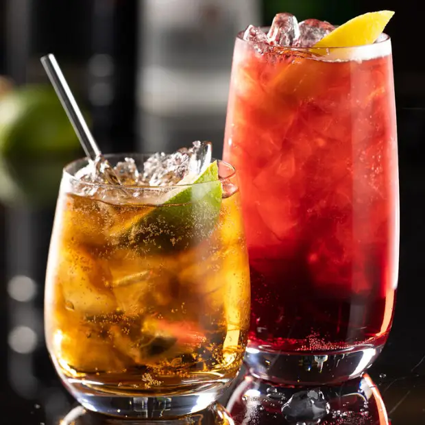 Set of six 350ml Glassware UK whisky tumblers, cool highball glasses for cocktails or drinks, shown with clear glass design.