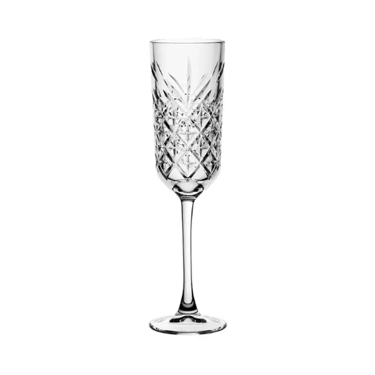 Vintage glass champagne flute by Glassware UK with a 170ml capacity, featuring a clear, elegant design perfect for celebrations.