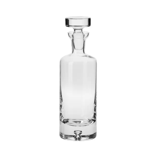Krosno Handmade Bubble Base Decanter with 0.75L capacity, clear glass with a rounded bubble design, suitable for wine or spirits.