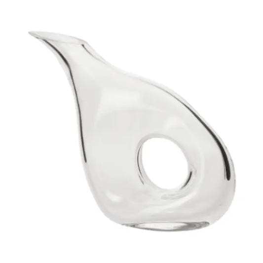 Krosno handmade vintage 1L wine decanter with a glass stopper, elegant and clear glassware for serving wine.