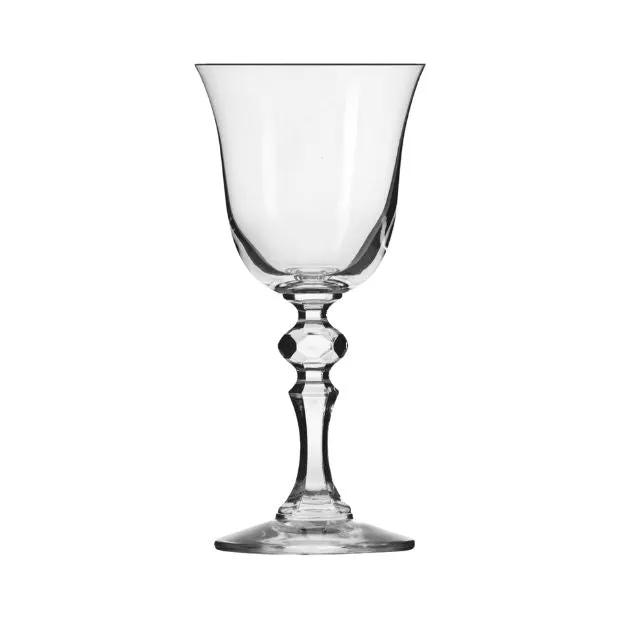 Set of six Krosno Krista white wine glasses with 155ml capacity, clear crystal glassware for elegant wine serving.