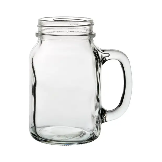 Tennessee Handled Glass Jar cocktail glass by Glassware UK, 430ml capacity with clear glass and sturdy handle.