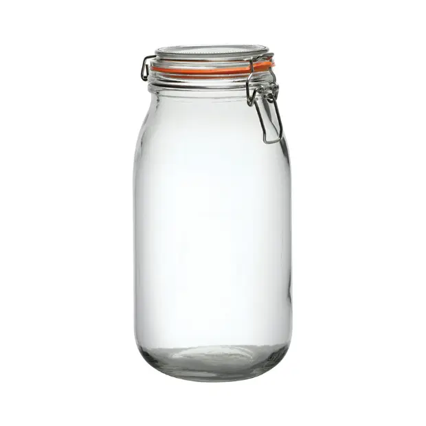 Clear Glass Preserving Jar by Glassware UK, showcasing a durable container with a metal lid for storing preserves and homemade jams.