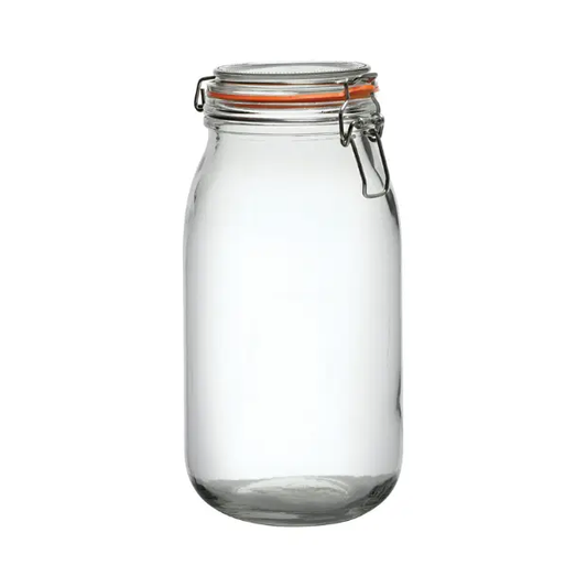 Clear Glass Preserving Jar by Glassware UK, showcasing a durable container with a metal lid for storing preserves and homemade jams.