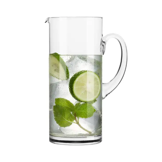 Krosno Glass Water Jug in clear glass, 1.5 liters capacity, with a wide mouth and sturdy handle for serving beverages.