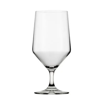 Set of six Murray stemmed beer tankards by Glassware UK, 460ml capacity, clear glass with sturdy handles.