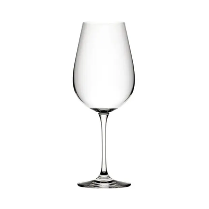 Set of six Mississippi wine glasses by Glassware UK, 550ml capacity, clear glass with elegant shape for wine serving.