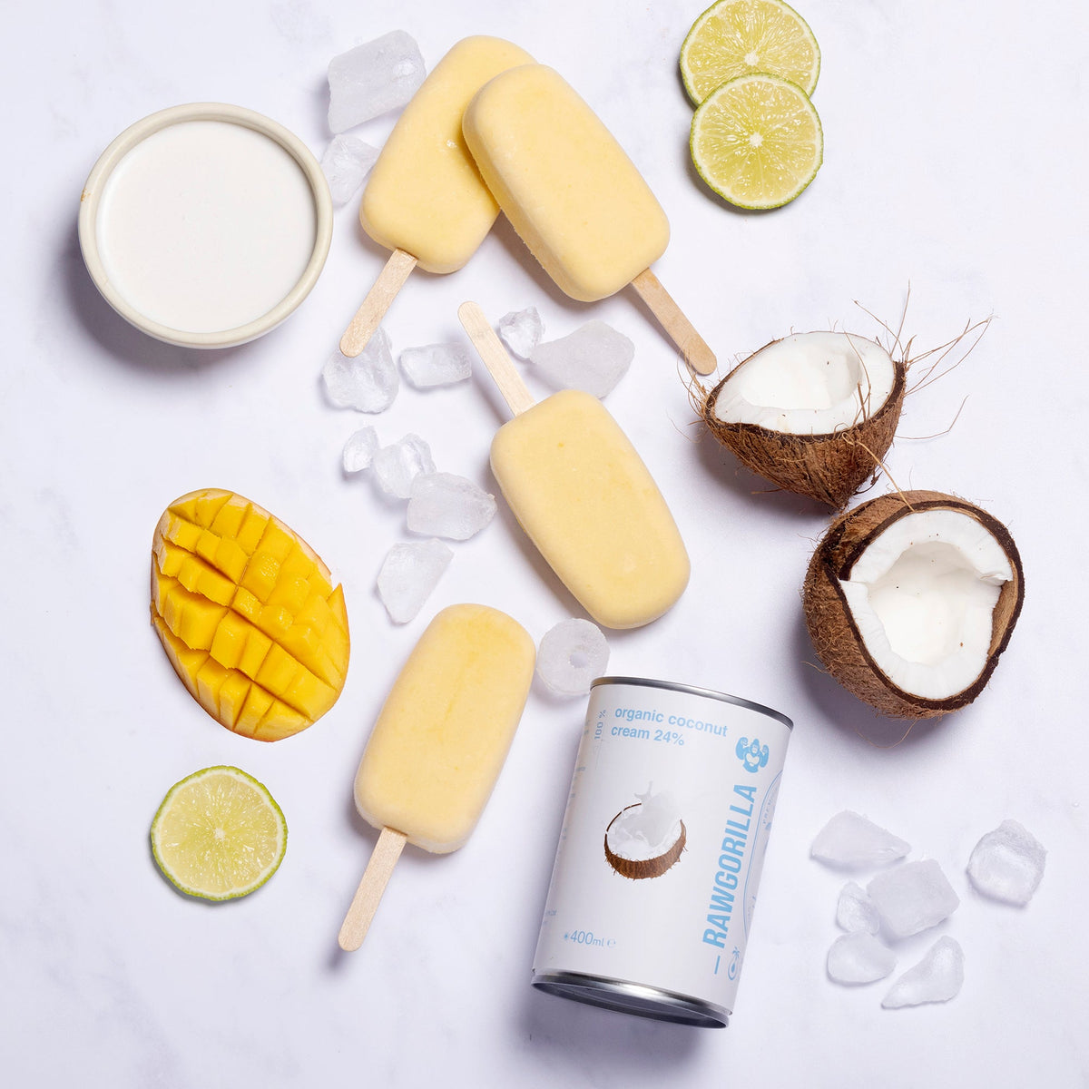 Organic coconut cream in a 400ml jar from RAWGORILLA, with a smooth, creamy texture and natural coconut flavor.