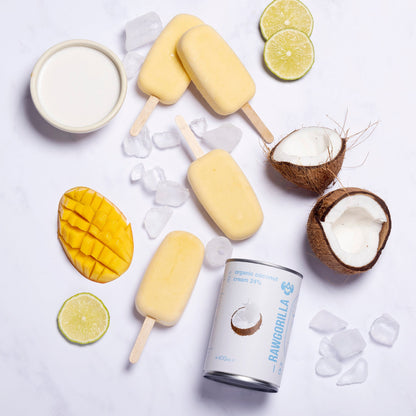 Organic coconut cream in a 400ml jar from RAWGORILLA, with a smooth, creamy texture and natural coconut flavor.