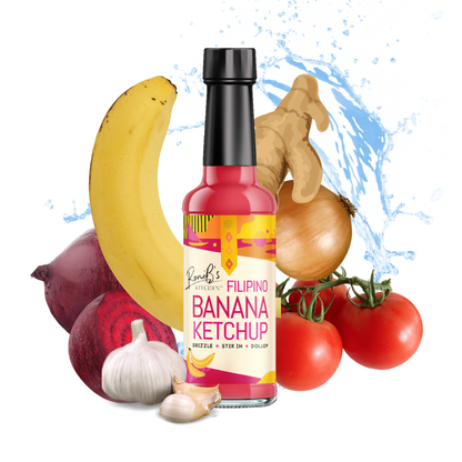 RoniB's Kitchen Filipino Banana Ketchup bottle with label and ingredients, 150ml, as seen on James Martin.