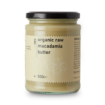 Organic Raw Macadamia Butter from RawGorilla, creamy nut butter in a jar, made from raw macadamia nuts by Whole Food Earth.